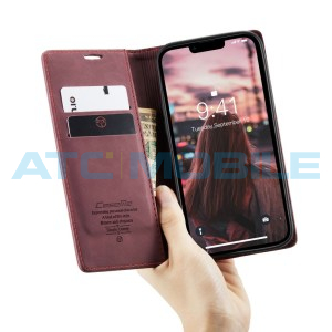 Pouzdro CaseMe Book  iPhone 15 červen&eacute; (Wine Red)