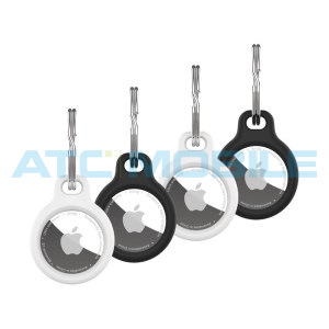 Silikonov&eacute; pouzdro FIXED silky pro Apple AirTag 4ks (2x čern&eacute; + 2x b&iacute;l&eacute;)
