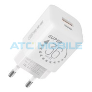Nab&iacute;ječka OBAL:ME GaN 36W (USB + USB-C), b&iacute;l&aacute; 