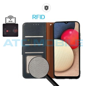 Pouzdro Shield4U Motorola Edge 70 Fusion (XT2605) Litchi RFID blokace, modr&eacute;