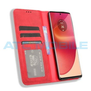Pouzdro Shield4U Motorola Edge 50 Fusion (XT2429-2) Magnetic Buckle Texture červen&eacute;