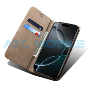Pouzdro Shield4U Motorola Edge 60 Fusion (XT2503) Denim Texture hněd&aacute; (Khaki)
