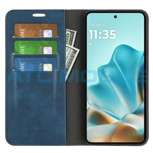 Pouzdro Shield4U Motorola Edge 60 Fusion (XT2503) Retro-skin Magnetic otev&iacute;rac&iacute; modr&yacute;