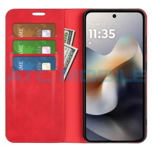 Pouzdro Shield4U Motorola Moto G56 5G (XT2529) Retro-skin Magnetic otev&iacute;rac&iacute; červen&eacute;