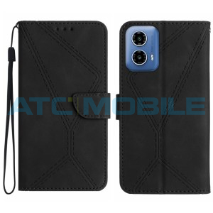 Pouzdro Shield4U Motorola Moto G85 5G (XT2427-3) Stitching Embossed otev&iacute;rac&iacute; čern&eacute;