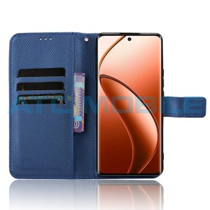 Pouzdro Shield4U Realme 12+ 5G (RMX3867) Diamond Texture otev&iacute;rac&iacute;, modr&eacute;