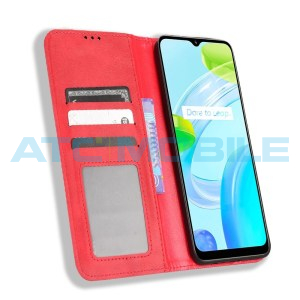 Pouzdro Shield4U Realme C30 Magnetic Buckle Texture otev&iacute;rac&iacute; červen&eacute;