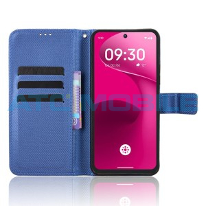 Pouzdro Shield4U T Phone 3 Pro 5G (2025) Diamond Texture otev&iacute;rac&iacute; modr&eacute;