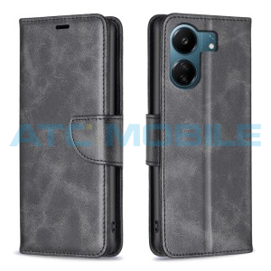 Pouzdro Shield4U Xiaomi Redmi 13C 4G, 5G Lambskin Texture otev&iacute;rac&iacute; čern&eacute;