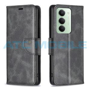 Pouzdro Shield4U Xiaomi Redmi 15 5G Lambskin Texture otev&iacute;rac&iacute; čern&eacute;