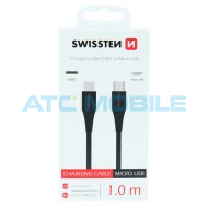 Kabel SWISSTEN USB-C / microUSB 1m čern&yacute;