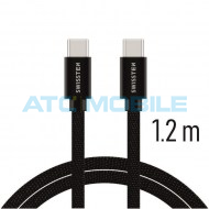 Kabel SWISSTEN TEXTILE USB-C / USB-C 1,2m čern&yacute;