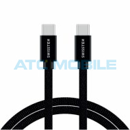 Kabel SWISSTEN TEXTILE USB-C / USB-C 2m čern&yacute;