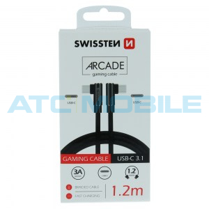 Kabel SWISSTEN ARCADE USB-C / USB-C 1,2m, čern&yacute;
