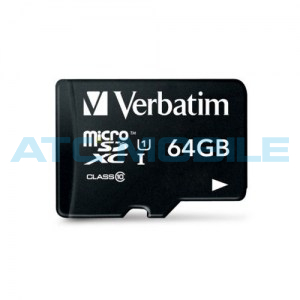 Verbatim 64GB microSDXC PREMIUM class 10 (45MB/s) + adapt&eacute;r 