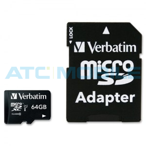 Verbatim 64GB microSDXC PREMIUM class 10 (45MB/s) + adapt&eacute;r 