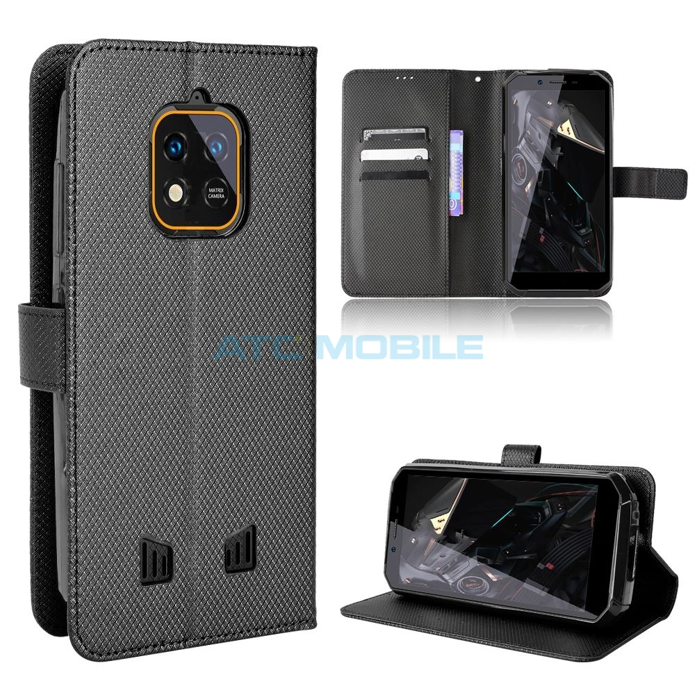 Pouzdro Shield4U Oukitel WP18 Diamond Texture otevírací černé Pouzdro Shield4U Oukitel WP18 Diamond Texture otevírací černé