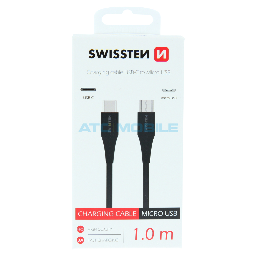 Kabel SWISSTEN USB-C / microUSB 1m černý Kabel SWISSTEN USB-C / microUSB 1m černý